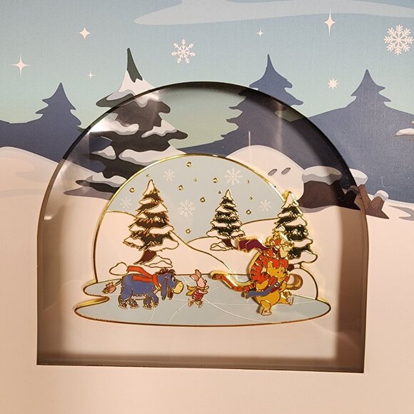 Loungefly Disney Winnie The Pooh Ice Skating LE 3" Enamel Pin Sliding NEW - Picture 3 of 12